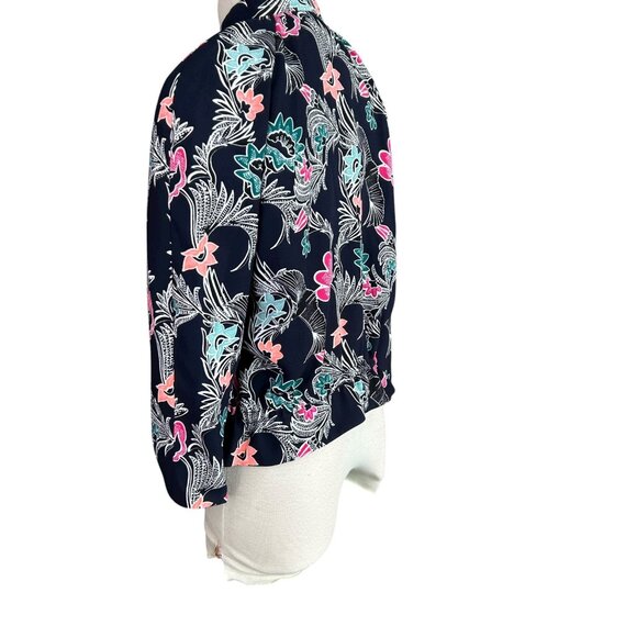 Banana Republic Bird of Paradise Print Drapey Bomber Jacket Size Medium Petite - Picture 8 of 10